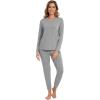 imageWiWi Womens Pajama Set Long Sleeve Shirt and Jogger Bottom Viscose from Bamboo Pajamas Sleepwear Nightwear SXXLHeather Grey