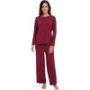 imageWiWi Womens Pajamas Set Viscose from Bamboo Long Raglan Sleeve Pajama Sets Pjs Soft Sleepwear SXXLWine