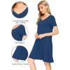 imageWiWi Loose Comfy Nightgowns for Women Soft Short Sleeve Night Shirt Lightweight Plus Size Sleepwear S4XDark Blue