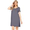 imageWiWi Loose Comfy Nightgowns for Women Soft Short Sleeve Night Shirt Lightweight Plus Size Sleepwear S4XDark Grey