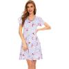 imageWiWi Loose Comfy Nightgowns for Women Soft Short Sleeve Night Shirt Lightweight Plus Size Sleepwear S4XGreyPeony