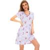 imageWiWi Loose Comfy Nightgowns for Women Soft Short Sleeve Night Shirt Lightweight Plus Size Sleepwear S4XGreyPeony