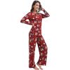 imageWiWi Bamboo Viscose Pajama Set for Women Soft Long Sleeve Top with Pants Sleepwear 2 Piece Pjs Sets Sleepwear SXXLChristmas Elk on Red