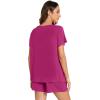 imageWiWi Pajamas for Women Short Sleeve Top with Shorts Viscose from Bamboo Pajama Set Cooling Sleepwear SXXLCrose Red