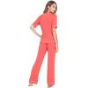 imageWiWi Viscose from Bamboo Womens Pajamas Set Soft V Neck Sleepwear Short Sleeve Top with Pant Lightweight S3XEcoral