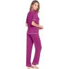 imageWiWi Viscose from Bamboo Womens Pajamas Set Soft V Neck Sleepwear Short Sleeve Top with Pant Lightweight S3XEdark Reddish Purple