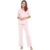 imageWiWi Viscose from Bamboo Womens Pajamas Set Soft V Neck Sleepwear Short Sleeve Top with Pant Lightweight S3XEpink