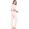 imageWiWi Viscose from Bamboo Womens Pajamas Set Soft V Neck Sleepwear Short Sleeve Top with Pant Lightweight S3XEpink