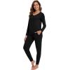 imageWiWi Womens 2 Piece Bamboo from Viscose Pajama Set Long Sleeve Top Jogger Pants Loungewear Pjs Sets SXXLBlack