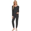 imageWiWi Womens 2 Piece Bamboo from Viscose Pajama Set Long Sleeve Top Jogger Pants Loungewear Pjs Sets SXXLCharcoal Heather
