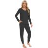 imageWiWi Womens 2 Piece Bamboo from Viscose Pajama Set Long Sleeve Top Jogger Pants Loungewear Pjs Sets SXXLCharcoal Heather