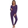 imageWiWi Womens 2 Piece Bamboo from Viscose Pajama Set Long Sleeve Top Jogger Pants Loungewear Pjs Sets SXXLDark Purple