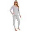 imageWiWi Womens 2 Piece Bamboo from Viscose Pajama Set Long Sleeve Top Jogger Pants Loungewear Pjs Sets SXXLLight Heather Grey