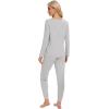 imageWiWi Womens 2 Piece Bamboo from Viscose Pajama Set Long Sleeve Top Jogger Pants Loungewear Pjs Sets SXXLLight Heather Grey