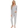 imageWiWi Womens 2 Piece Bamboo from Viscose Pajama Set Long Sleeve Top Jogger Pants Loungewear Pjs Sets SXXLLight Heather Grey