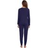 imageWiWi Womens 2 Piece Bamboo from Viscose Pajama Set Long Sleeve Top Jogger Pants Loungewear Pjs Sets SXXLNavy