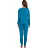 imageWiWi Womens 2 Piece Bamboo from Viscose Pajama Set Long Sleeve Top Jogger Pants Loungewear Pjs Sets SXXLTeal Blue
