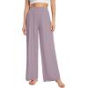 imageWiWi Womens Wide Leg Palazzo Lounge Pants Viscose from Bamboo Sweatpants Comfy Sleep Bottoms with Pockets SXXLViolet