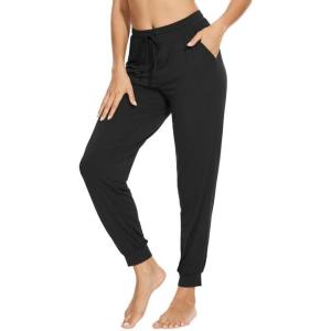 imageWiWi Pajama Pants for Women Soft Viscose from Bamboo Comfortable Womens Lightweight Sleep Pj Bottoms SXXLBlack