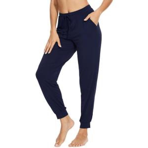 imageWiWi Pajama Pants for Women Soft Viscose from Bamboo Comfortable Womens Lightweight Sleep Pj Bottoms SXXLNavy