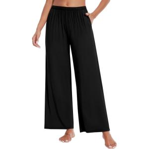 imageWiWi Women s Pajamas Pants with Pocket Soft Viscose from Bamboo Yoga Loose Pant Comfy Pajama Bottoms SXXLBlack