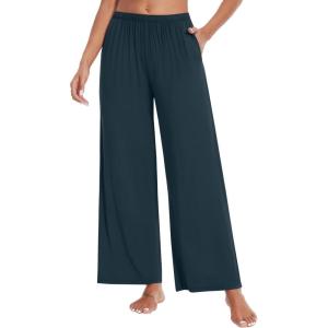 imageWiWi Women s Pajamas Pants with Pocket Soft Viscose from Bamboo Yoga Loose Pant Comfy Pajama Bottoms SXXLDark Bluish Green