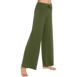 imageWiWi Pajama Pants for Women Plus Size Pajamas Bottoms Wide Leg Lounge Soft Pj SweatpantsViscose Made from Bamboo S4XAarmy Green