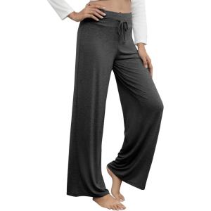 imageWiWi Pajama Pants for Women Plus Size Pajamas Bottoms Wide Leg Lounge Soft Pj SweatpantsViscose Made from Bamboo S4XAcharcoal Heather