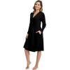 imageWiWi Womens Robe Long Sleeve Bathrobe with Pockets Soft Kimono Spa Lightweight Robes Bamboo Viscose Loungewear SXXLBlack