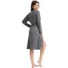 imageWiWi Womens Robe Long Sleeve Bathrobe with Pockets Soft Kimono Spa Lightweight Robes Bamboo Viscose Loungewear SXXLDark Heather Grey