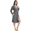 imageWiWi Womens Robe Long Sleeve Bathrobe with Pockets Soft Kimono Spa Lightweight Robes Bamboo Viscose Loungewear SXXLDark Heather Grey