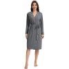 imageWiWi Womens Robe Long Sleeve Bathrobe with Pockets Soft Kimono Spa Lightweight Robes Bamboo Viscose Loungewear SXXLDark Heather Grey
