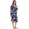 imageWiWi Womens Robe Long Sleeve Bathrobe with Pockets Soft Kimono Spa Lightweight Robes Bamboo Viscose Loungewear SXXLNavy Floral
