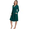 imageWiWi Womens Robe Long Sleeve Bathrobe with Pockets Soft Kimono Spa Lightweight Robes Bamboo Viscose Loungewear SXXLPeacock Green
