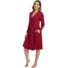 imageWiWi Womens Robe Long Sleeve Bathrobe with Pockets Soft Kimono Spa Lightweight Robes Bamboo Viscose Loungewear SXXLWine Red