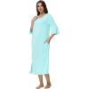 imageWiWi Womens Viscose from Bamboo Nightgowns 34 Sleeves Nightshirts Full Length Soft Knit Sleep Shirts SXXLAaqua