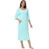 imageWiWi Womens Viscose from Bamboo Nightgowns 34 Sleeves Nightshirts Full Length Soft Knit Sleep Shirts SXXLAaqua