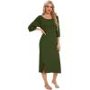 imageWiWi Womens Viscose from Bamboo Nightgowns 34 Sleeves Nightshirts Full Length Soft Knit Sleep Shirts SXXLAarmy Green