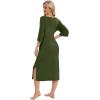 imageWiWi Womens Viscose from Bamboo Nightgowns 34 Sleeves Nightshirts Full Length Soft Knit Sleep Shirts SXXLAarmy Green