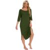 imageWiWi Womens Viscose from Bamboo Nightgowns 34 Sleeves Nightshirts Full Length Soft Knit Sleep Shirts SXXLAarmy Green