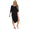 imageWiWi Womens Viscose from Bamboo Nightgowns 34 Sleeves Nightshirts Full Length Soft Knit Sleep Shirts SXXLAblack