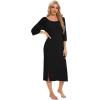 imageWiWi Womens Viscose from Bamboo Nightgowns 34 Sleeves Nightshirts Full Length Soft Knit Sleep Shirts SXXLAblack
