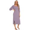 imageWiWi Womens Viscose from Bamboo Nightgowns 34 Sleeves Nightshirts Full Length Soft Knit Sleep Shirts SXXLAviolet