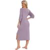 imageWiWi Womens Viscose from Bamboo Nightgowns 34 Sleeves Nightshirts Full Length Soft Knit Sleep Shirts SXXLAviolet