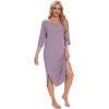 imageWiWi Womens Viscose from Bamboo Nightgowns 34 Sleeves Nightshirts Full Length Soft Knit Sleep Shirts SXXLAviolet