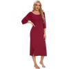 imageWiWi Womens Viscose from Bamboo Nightgowns 34 Sleeves Nightshirts Full Length Soft Knit Sleep Shirts SXXLAwine