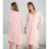 imageWiWi Womens Viscose from Bamboo Nightgowns 34 Sleeves Nightshirts Full Length Soft Knit Sleep Shirts SXXLBcream Pink