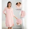 imageWiWi Womens Viscose from Bamboo Nightgowns 34 Sleeves Nightshirts Full Length Soft Knit Sleep Shirts SXXLBcream Pink