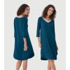 imageWiWi Womens Viscose from Bamboo Nightgowns 34 Sleeves Nightshirts Full Length Soft Knit Sleep Shirts SXXLBpeacock Blue
