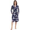 imageWiWi Womens Robe Long Sleeve Bathrobe with Pockets Soft Kimono Spa Lightweight Robes Bamboo Viscose Loungewear SXXLNavy Floral